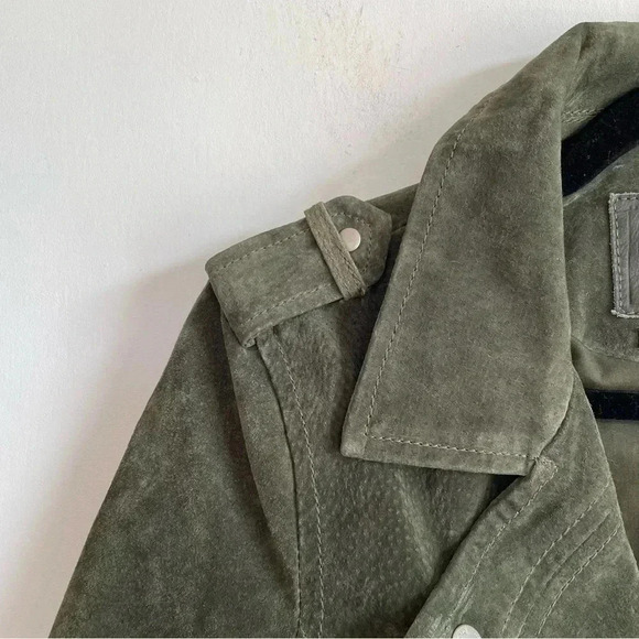 Blank NYC Free People Green Suede Moto Jacket 100% Leather Boho Womens Coat XS - Picture 7 of 16